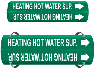 Heating Hot Water Sup Wrap Around & Strap On Pipe Marker
