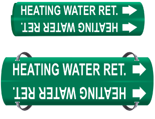 Heating Water Ret. Wrap Around & Strap On Pipe Marker