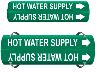 Hot Water Supply Wrap Around & Strap On Pipe Marker