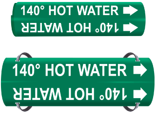 140 Hot Water Wrap Around & Strap On Pipe Marker