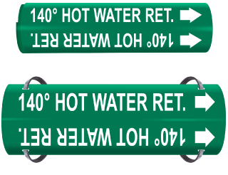 140 Hot Water Ret. Wrap Around & Strap On Pipe Marker