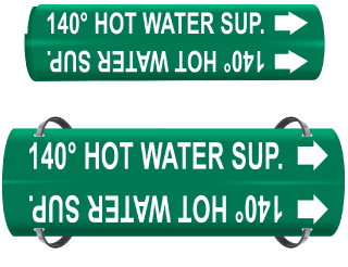 140 Hot Water Sup. Wrap Around & Strap On Pipe Marker