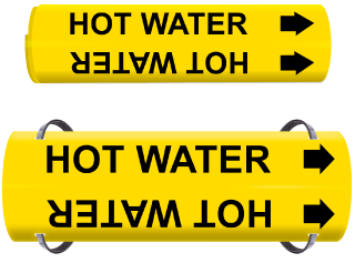 Hot Water Wrap Around & Strap On Pipe Marker