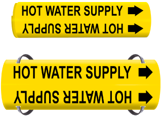 Hot Water Supply Wrap Around & Strap On Pipe Marker