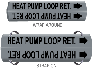 Heat Pump Loop Ret. Snap-Around and Strap-On Pipe Marker