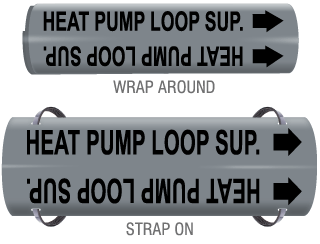 Heat Pump Loop Sup. Snap-Around and Strap-On Pipe Marker