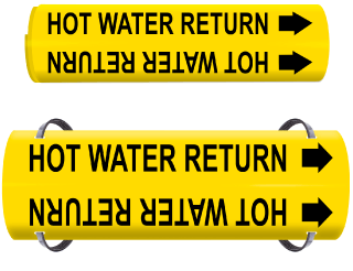 Hot Water Return Wrap Around & Strap On Pipe Marker