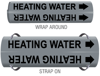 Heating Water Snap-Around and Strap-On Pipe Marker