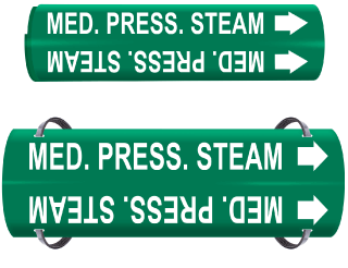 Med. Press. Steam Wrap Around & Strap On Pipe Marker