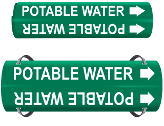 Potable Water Wrap Around & Strap On Pipe Marker