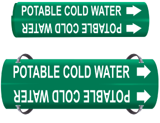 Potable Cold Water Wrap Around & Strap On Pipe Marker