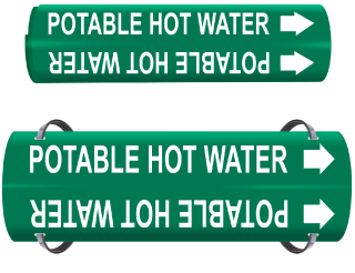 Potable Hot Water Wrap Around & Strap On Pipe Marker