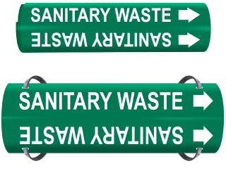 Sanitary Waste Wrap Around & Strap On Pipe Marker