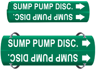Sump Pump Disc. Wrap Around & Strap On Pipe Marker