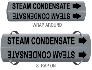 Steam Condensate Snap-Around and Strap-On Pipe Marker