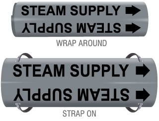 Steam Supply Snap-Around and Strap-On Pipe Marker