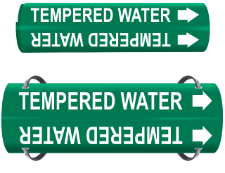 Tempered Water Wrap Around & Strap On Pipe Marker