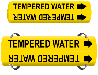 Tempered Water Wrap Around & Strap On Pipe Marker