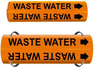 Waste Water Wrap Around & Strap On Pipe Marker