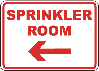 Sprinkler Room (Left Arrow) Sign