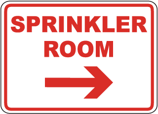 Sprinkler Room (Right Arrow) Sign