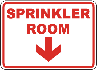 Sprinkler Room (Down Arrow) Sign