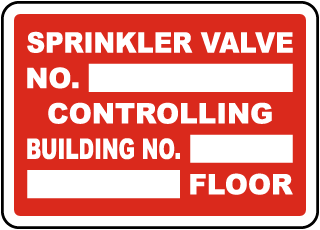 Sprinkler Valve No. Sign