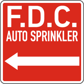 F.D.C. Auto Sprinkler Left Arrow Sign