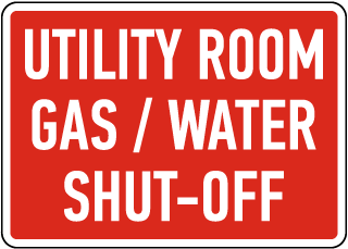 Gas / Water Shut-Off Sign