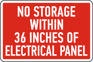 No Storage Within 36 Inches Sign