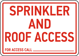 Sprinkler And Roof Access Sign