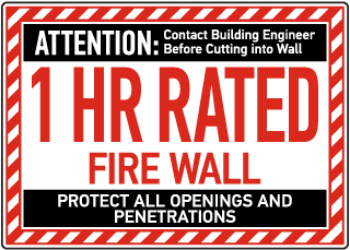 1 Hour Rated Fire Wall Sign