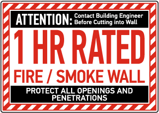 1 Hour Rated Fire / Smoke Wall Sign