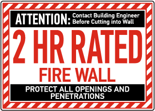2 Hour Rated Fire Wall Sign