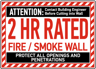 2 Hour Rated Fire / Smoke Wall Sign