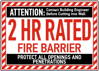 2 Hour Rated Fire Barrier Sign