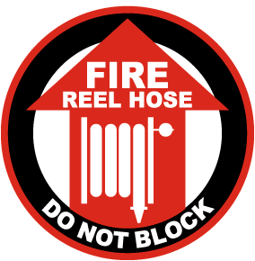 Fire Reel Hose Do Not Block Floor Sign
