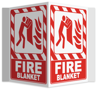 Fire Blanket 3-Way Sign