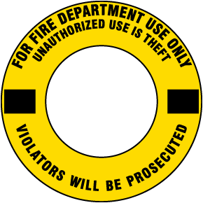 For Fire Department Use Only Fire Hydrant Ring Yellow Sign