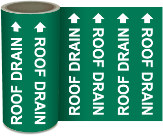 Roof Drain Continuous Pipe Marker on a Roll