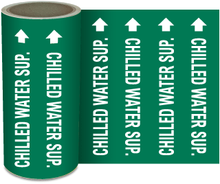 Chilled Water Sup. Continuous Pipe Marker on a Roll