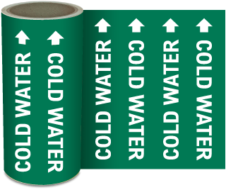 Cold Water Continuous Pipe Marker on a Roll