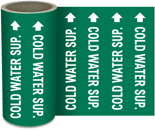 Cold Water Sup. Continuous Pipe Marker on a Roll