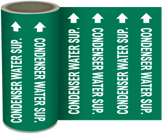 Condenser Water Sup. Continuous Pipe Marker on a Roll