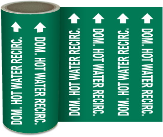 Dom. Hot Wtr Recirc. Continuous Pipe Marker on a Roll