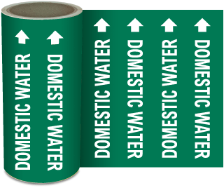 Domestic Water Continuous Pipe Marker on a Roll