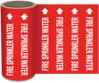 Fire Sprinkler Water Pipe Marker on a Roll