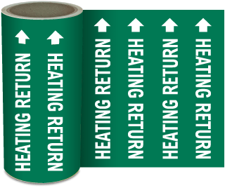 Heating Return Continuous Pipe Marker on a Roll