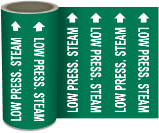 Low Press. Steam Continuous Pipe Marker on a Roll