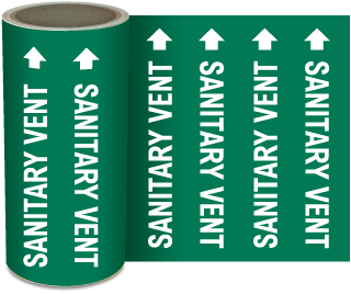 Sanitary Vent Continuous Pipe Marker on a Roll